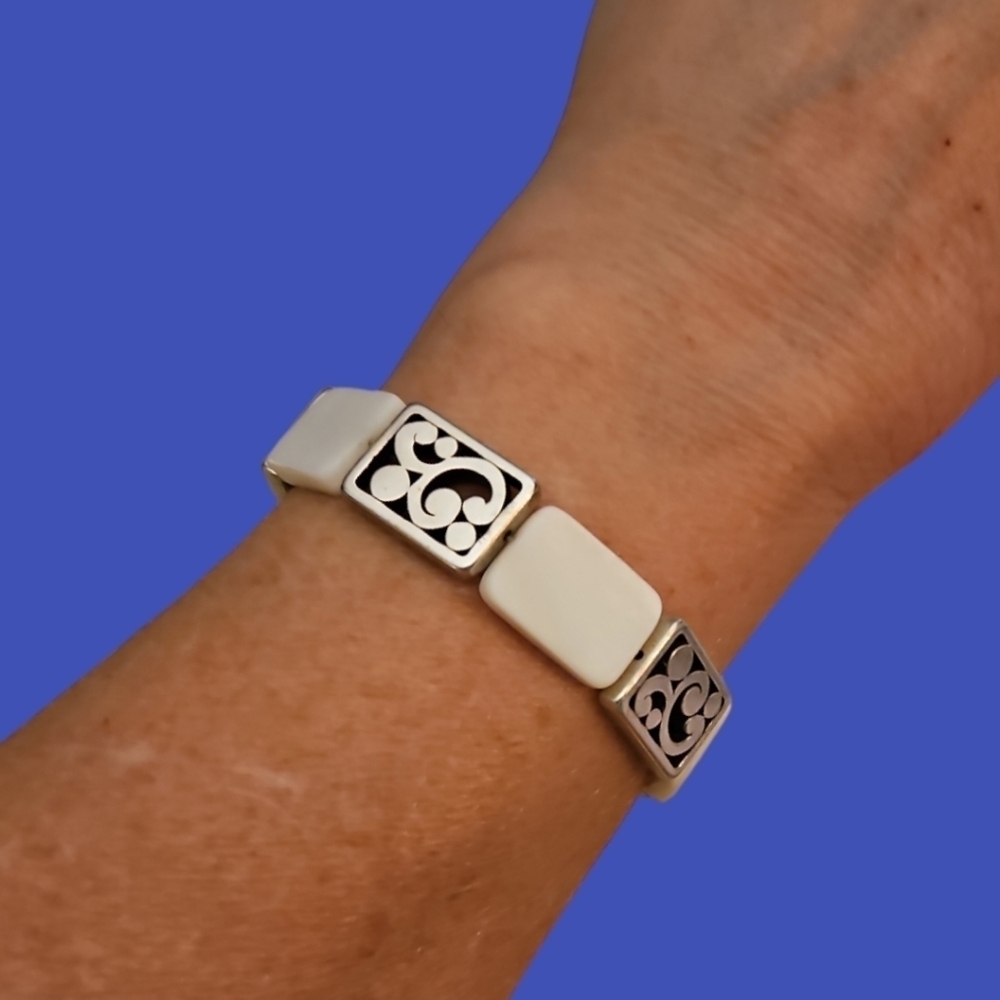 BRIGHTON Mother of Pearl Scroll Tile Bracelet